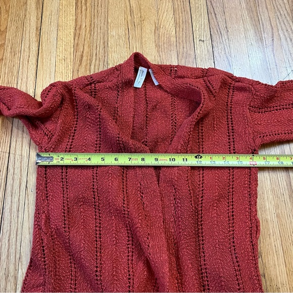 MEADOW RUE ANTHROPOLOGIE XS Rust Orange Crochet Knit Cardigan Sweater Jacket Top - Picture 6 of 9